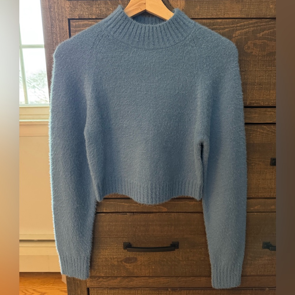NWT Urban Outfitters Soft Blue Cowl Neck, Cropped Sweater, Size M